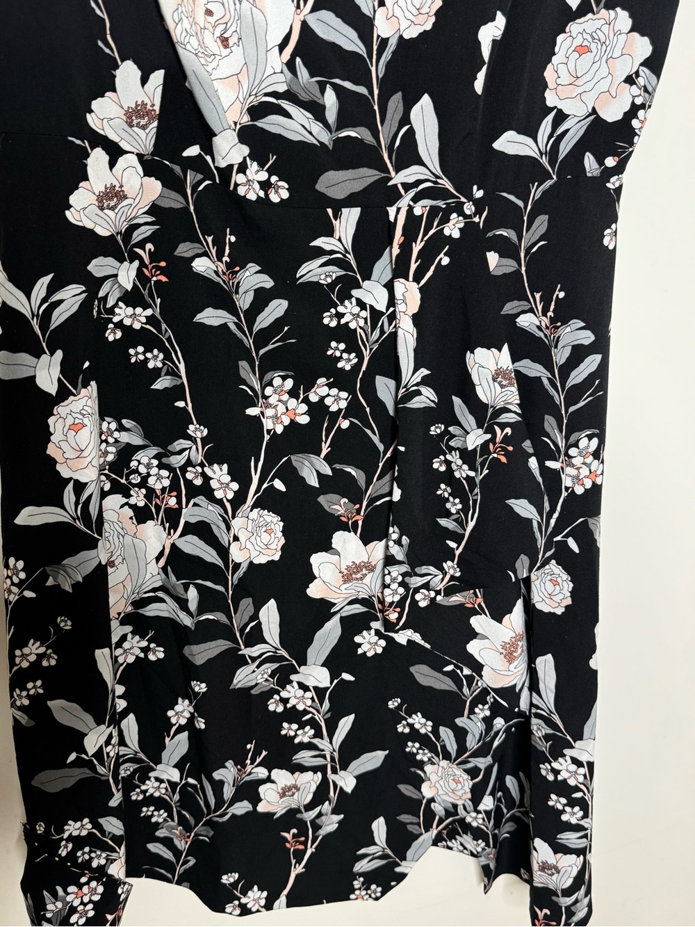 Charter Club Black Floral Midi Dress with White and Blush Accents - Picture 5 of 8